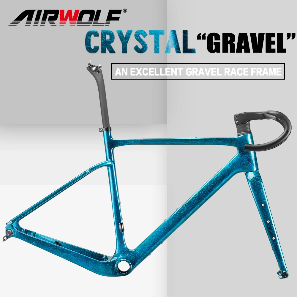 AIRWOLF T1000 Carbon Gravel Frame Disc Brake Max Tire 700C*45C Internal Cable Gravel Bicycle Frameset Road Bike Frame Cyclocross