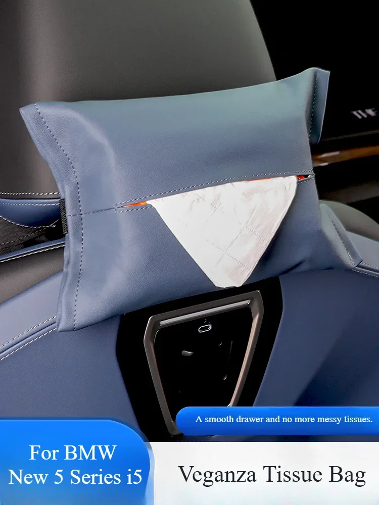 For BMW New 5 Series i5 2024 Car Tissue Box Rear Seat Hanging Holder Auto Interior Tissue Drawer Container Storage Accessories