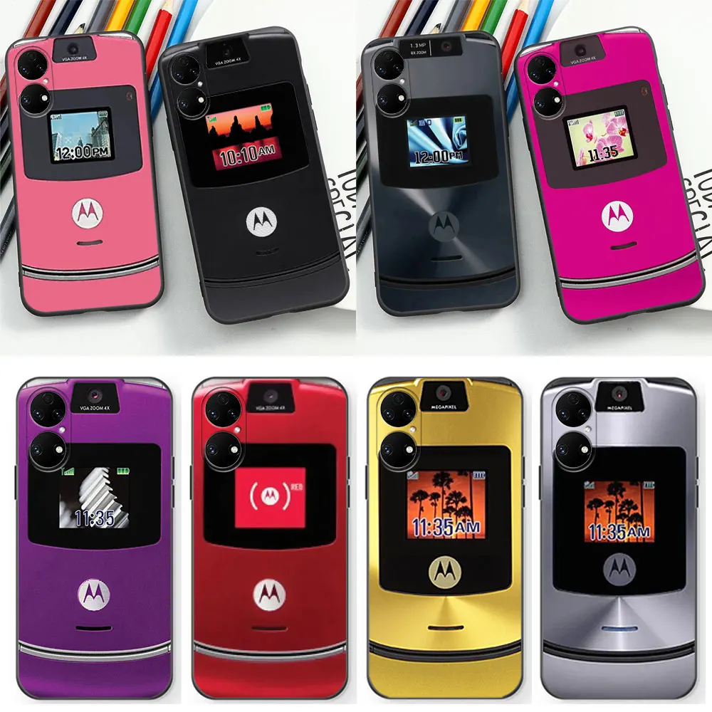 Motorola Razr Pink Phone Case For Huawei P50 P40 P30 P20 P10 Mate 30 20 20X 10 9 Pro Plus Lite Black Soft Silicone Cover Cqoues