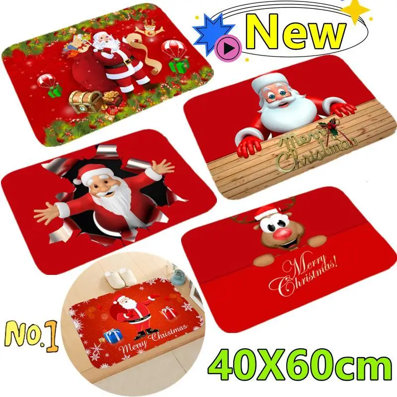 New Christmas Carpet Decoration Home floor mat Room Non-Slip Flannel rug Santa Claus Xmas Snowman christmas decorations for home