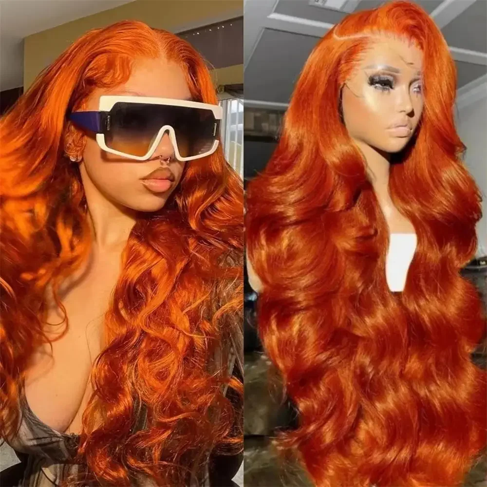 

Парик из натуральных волос Ginger Human Hair, волнистый, с фронтальной частью 13x6, 30 дюймов, с кружевной передней частью, окрашенные бразильские волосы для женщин, плотность 180%