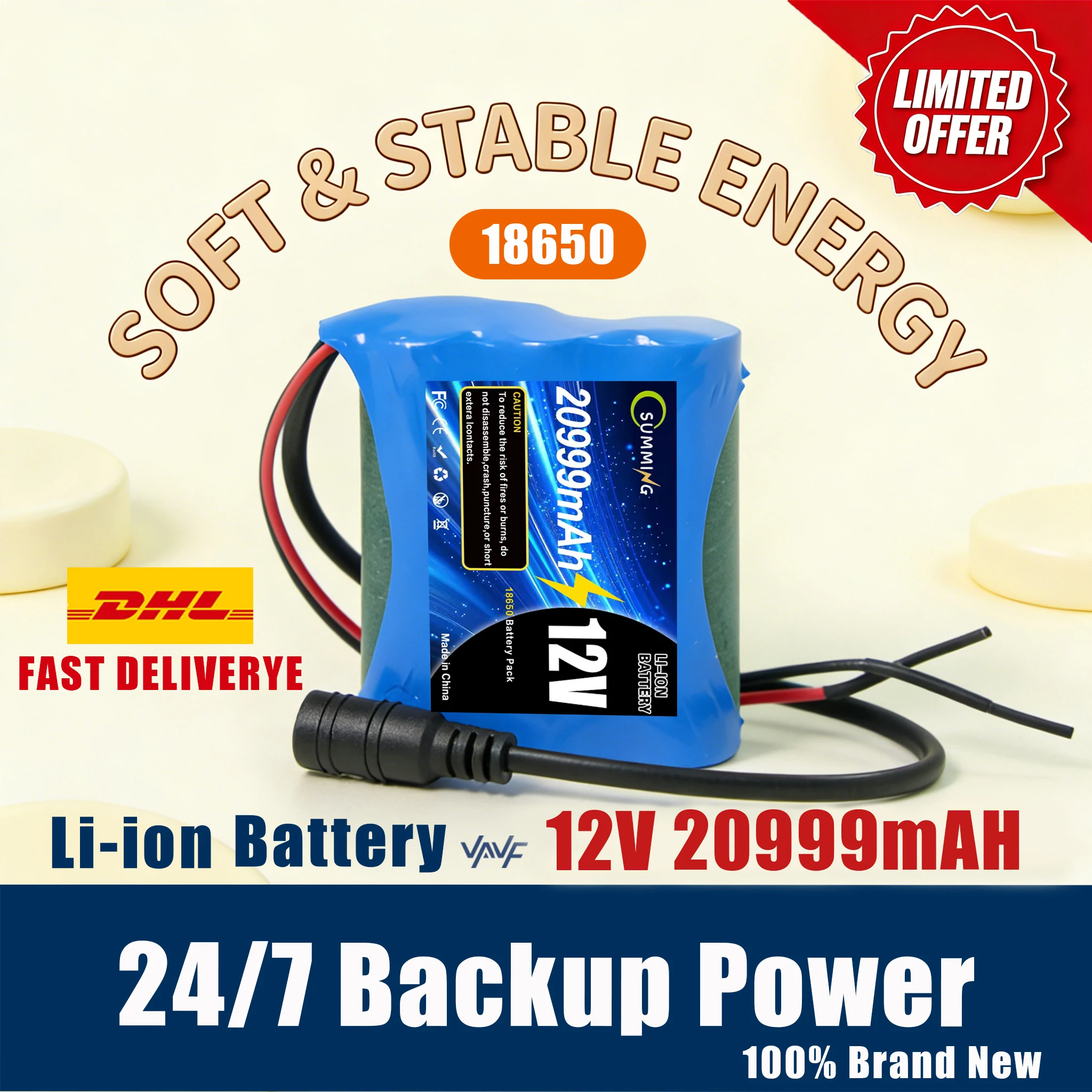 

Литий-полимерный аккумулятор 12В 20Ач Аккумулятор 12.6V 20000mAh 100% новый, суперперезаряжаемый для радиоуправляемых дронов + зарядное устройство Набор
