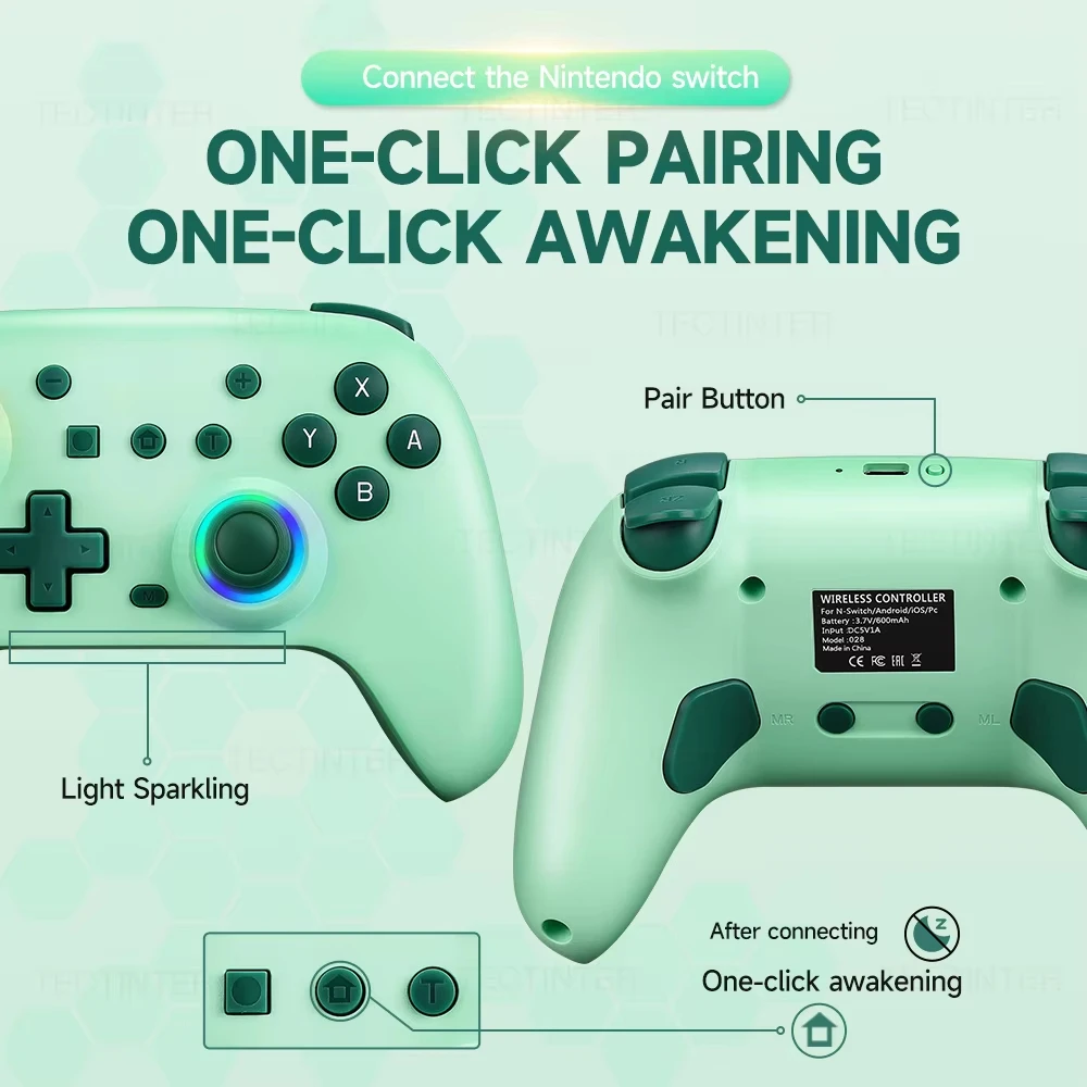 RGB Wireless Bluetooth Controller Turbo Funktion Gamepad für Nintendo Switch OLED Lite PC Android – verbessertes Spielerlebnis