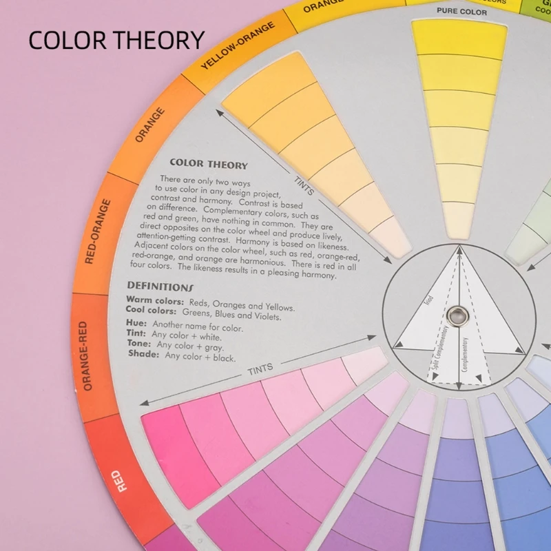 New Paper Card Design Color Mixing Wheel Chart Guidance Round Central Circle Rotates Pigment