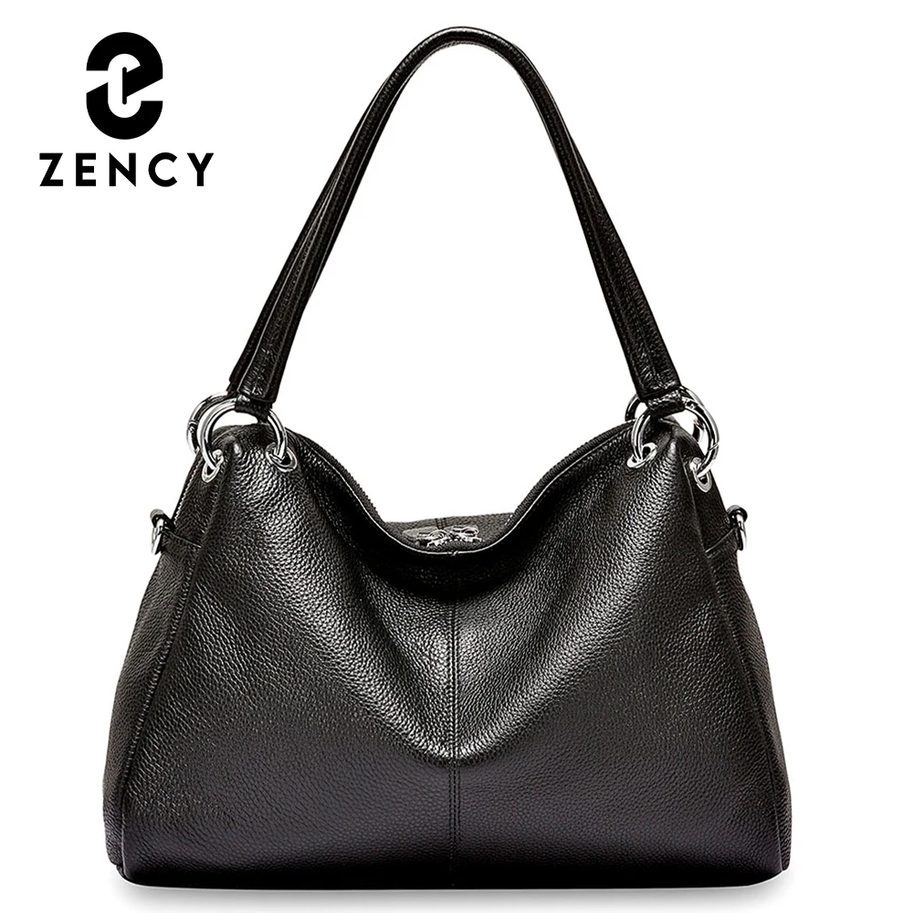 

Zency Fashion Hobos 100% Genuine Leather Soft Skin Women Shoulder Bag Classic Black Elegant Lady Crossbody Purse Tote Handbag