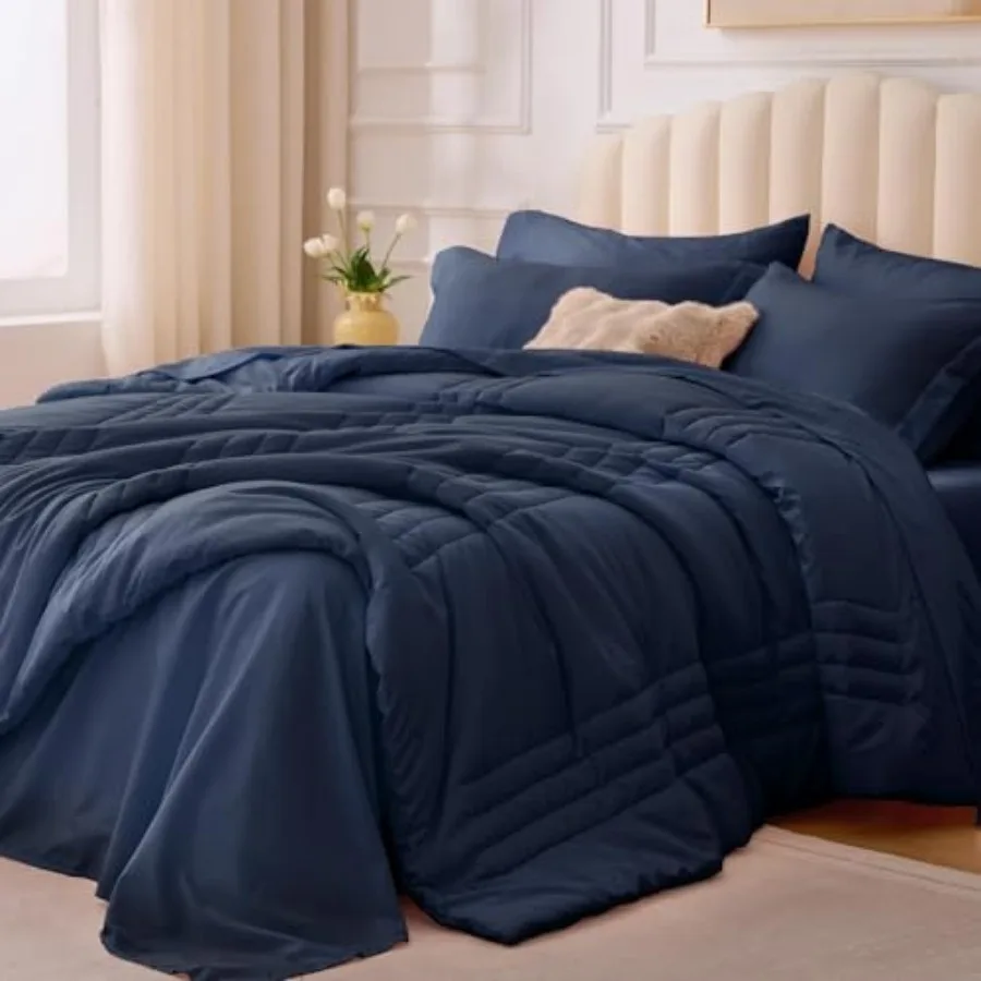 

Comforter Set - Bed in a Bag Size 7 Pieces Soft Bedding Set for All Seasons Premium Comforter Set with Comforter Sheets Pillowc