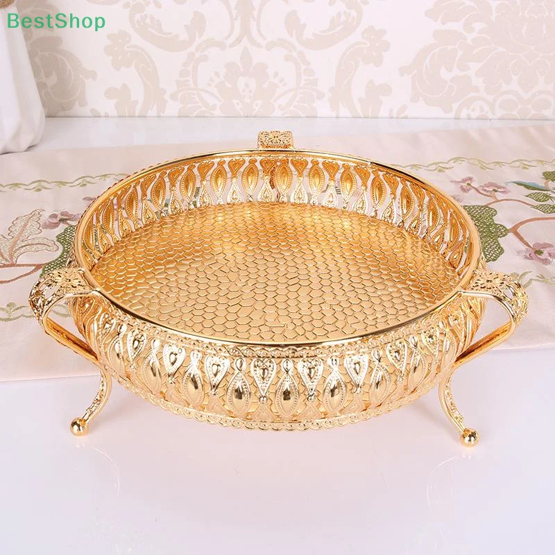 

Vintage Round Square Fruit Plate Multi-Function Metal Storage Plate Tablewear