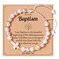 Easter Basket Stuffers for Teens Kids Adults, Christian Religious Cross Bracelet Jewelry, Faith Baptism Birthday Gifts for Girls