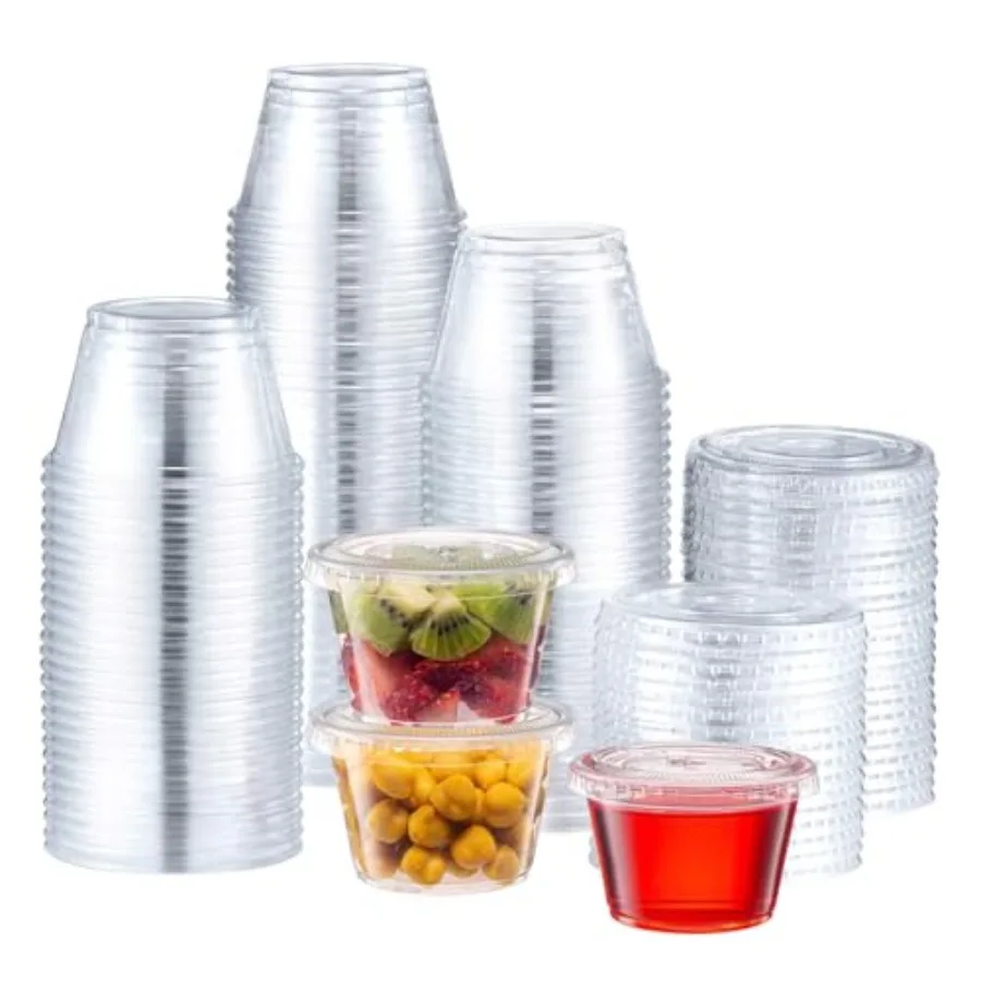 

4 Ounce Portion Cups with Lids, 100 Count Leak-Proof and Durable, Ideal for Sauces, Condiments, Meal Prep, Snacks, and Dips Cle