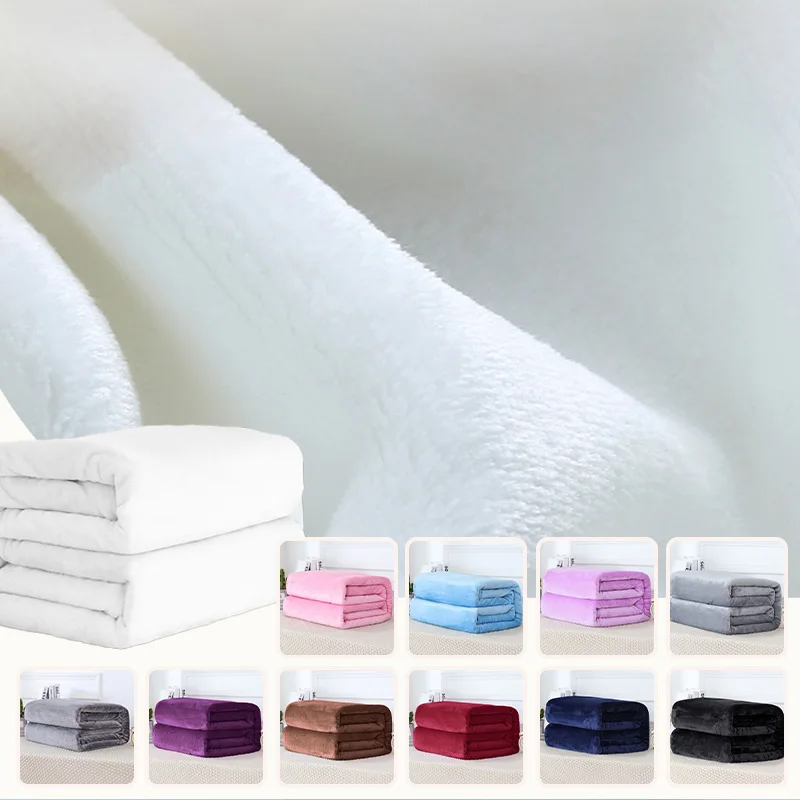 Super Soft Warm Lightweight Plain Solid Color Flannel Blanket Fluffy Mink Fur Blanket All Season for Couch Bed Travel Camping