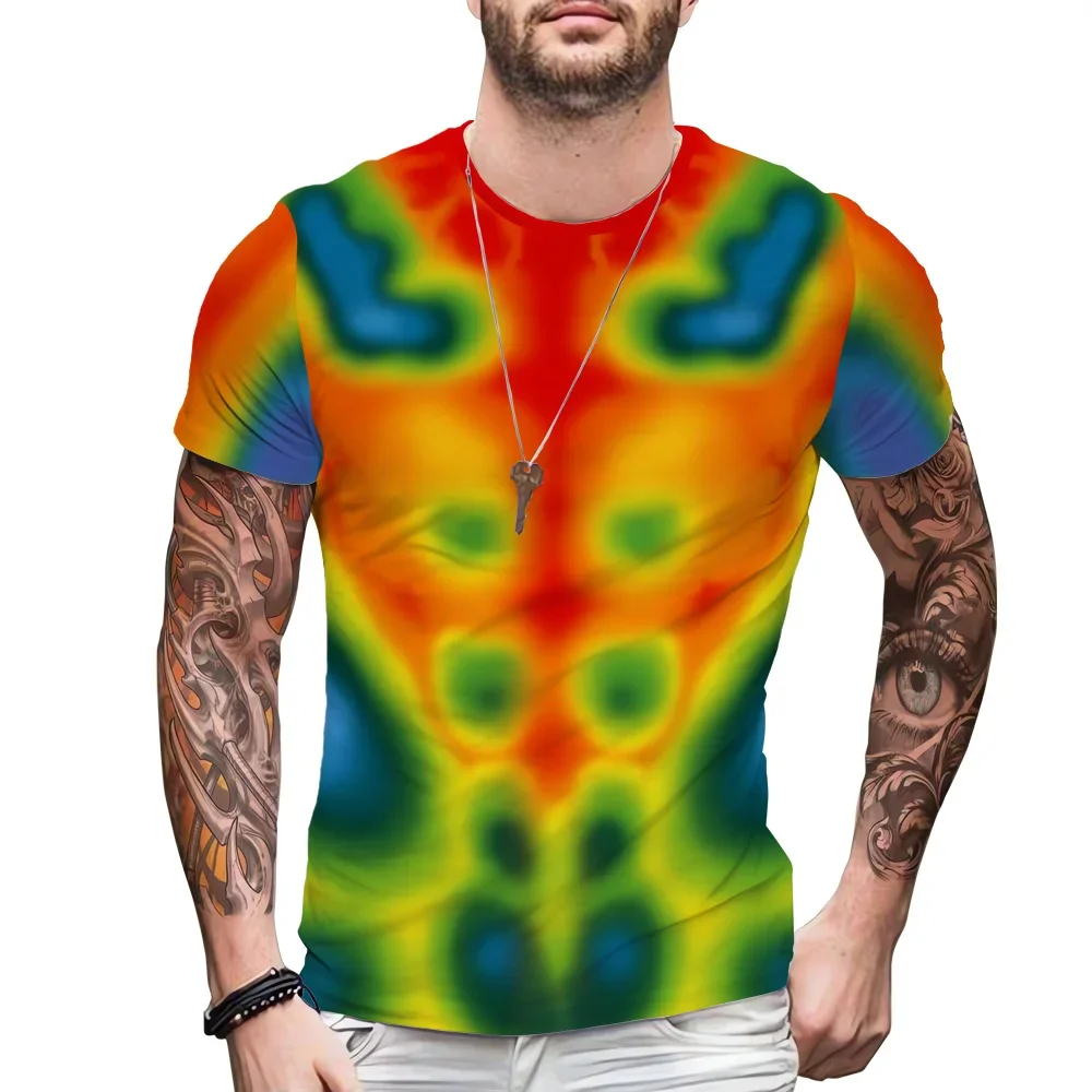 Infrared Fashion Round Neck Short Sleeves Oversized T-shirt Hand Painting 3D Print Men Clothing Graphic Unisex Summer Top