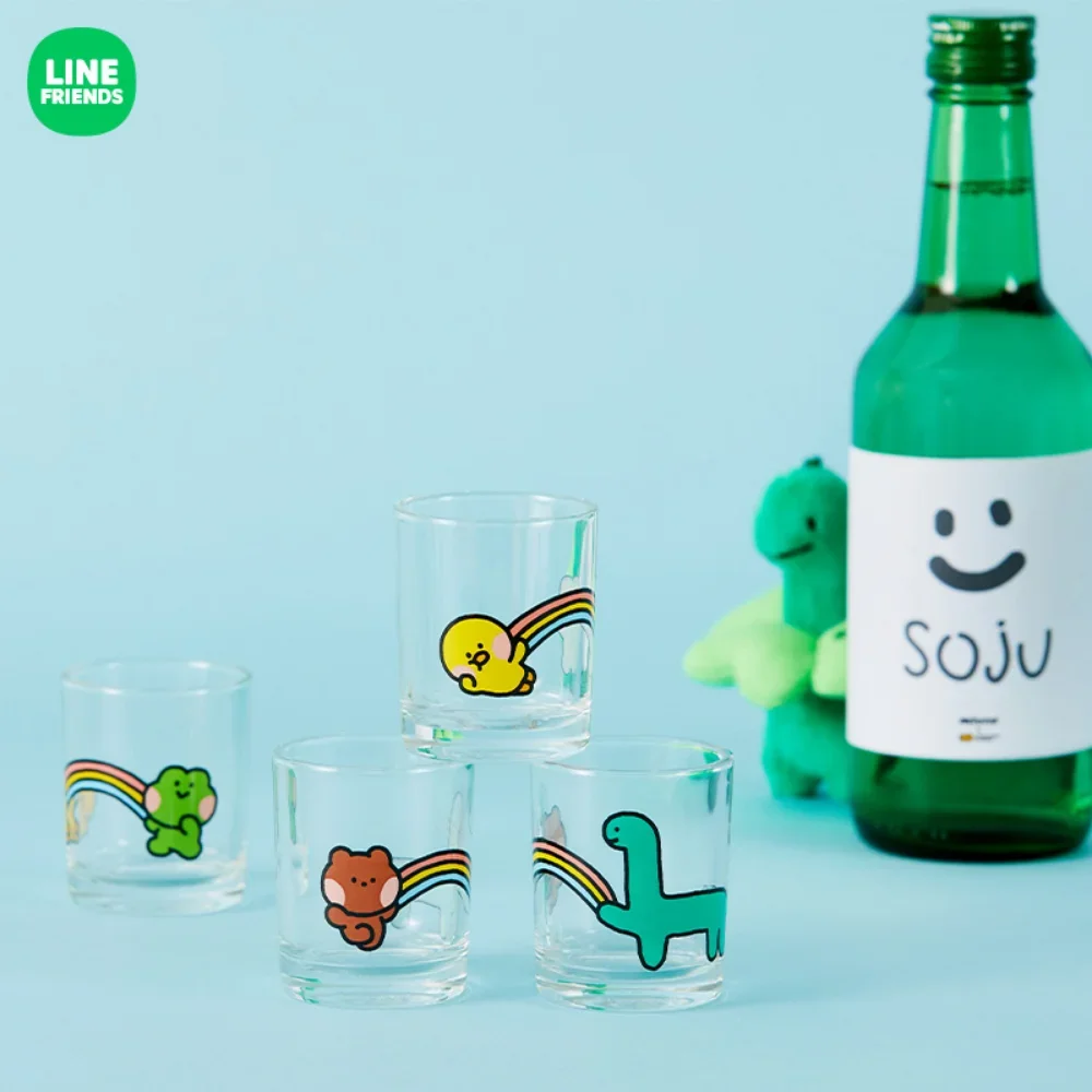 New LINE FRIENDS SALLY BROWN CONY Glass Cup Coffee Milk Juice Drink Water Transparent Cup Cute Cartoon Creative Wine Glass Mug