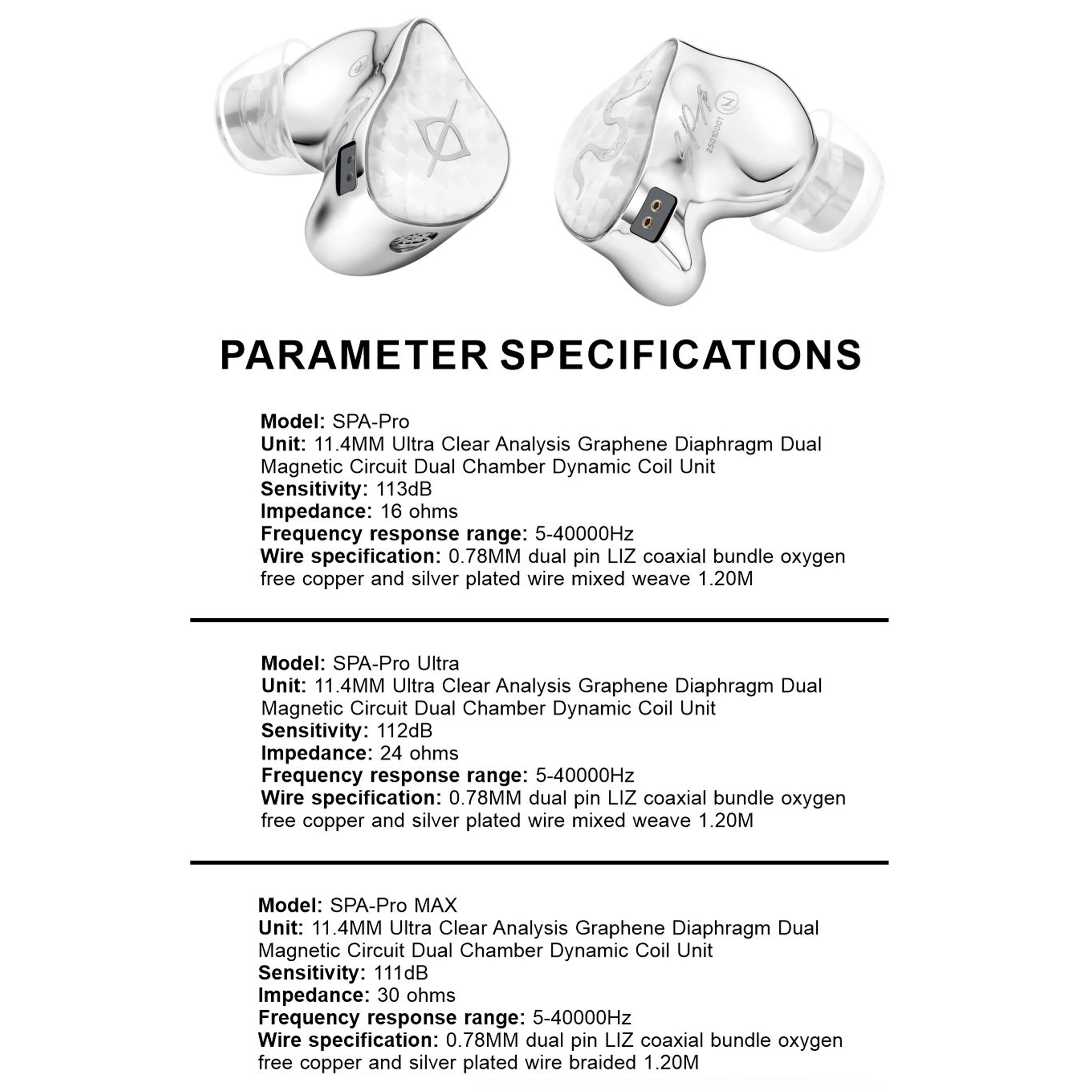 EarAcoustic Audio SPA-Pro série HiFi IEMs Ultra analyse graphène diaphragme dynamique musique moniteur Studio Audiophiles écouteurs
