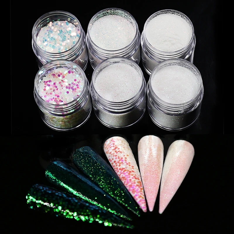 Mermaid Aurora Nail Glitter Holographic Unicorn Sequins Flakes Colorful Chrome Pigment Powder Decorations For Nails Manicure