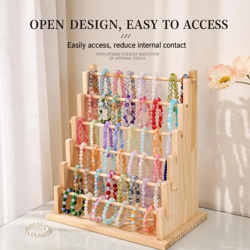 Wooden Jewelry Display Stand Multi Tier Detachable Bracelet Storage Rack Tabletop Jewelry Display Holder Shop Retail & Home Use