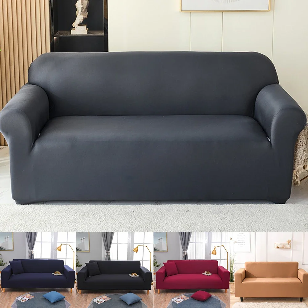 

1 Pc Solid Color Sofa Cover Nordic Style Simple Sofa Cover Elastic Spandex Pure Color Silk Sliding Sofa Cover /couch