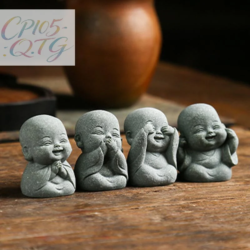 Hot 1/4Pcs Home Decor Cute Stone Little Monk Statues With Serene Zen Vibes Ornament For Meditation Space Desk Meaningful Gifts