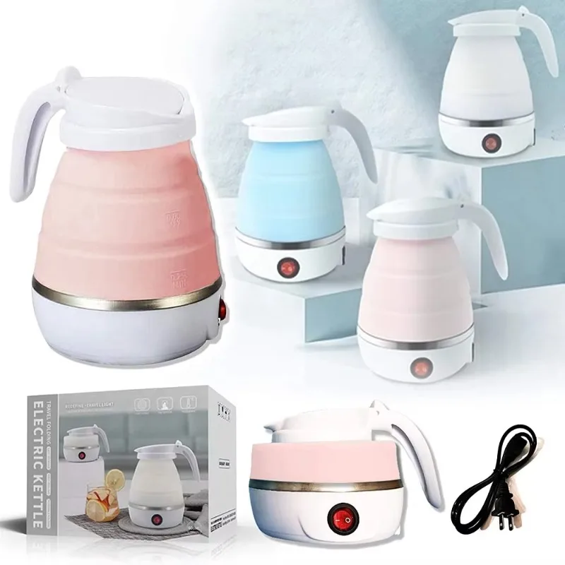 Portable Teapot Water Heater 0.6L 600W 110/220V Foldable Electric Kettle For Travel Home Tea Pot Water Kettle Silica Gel