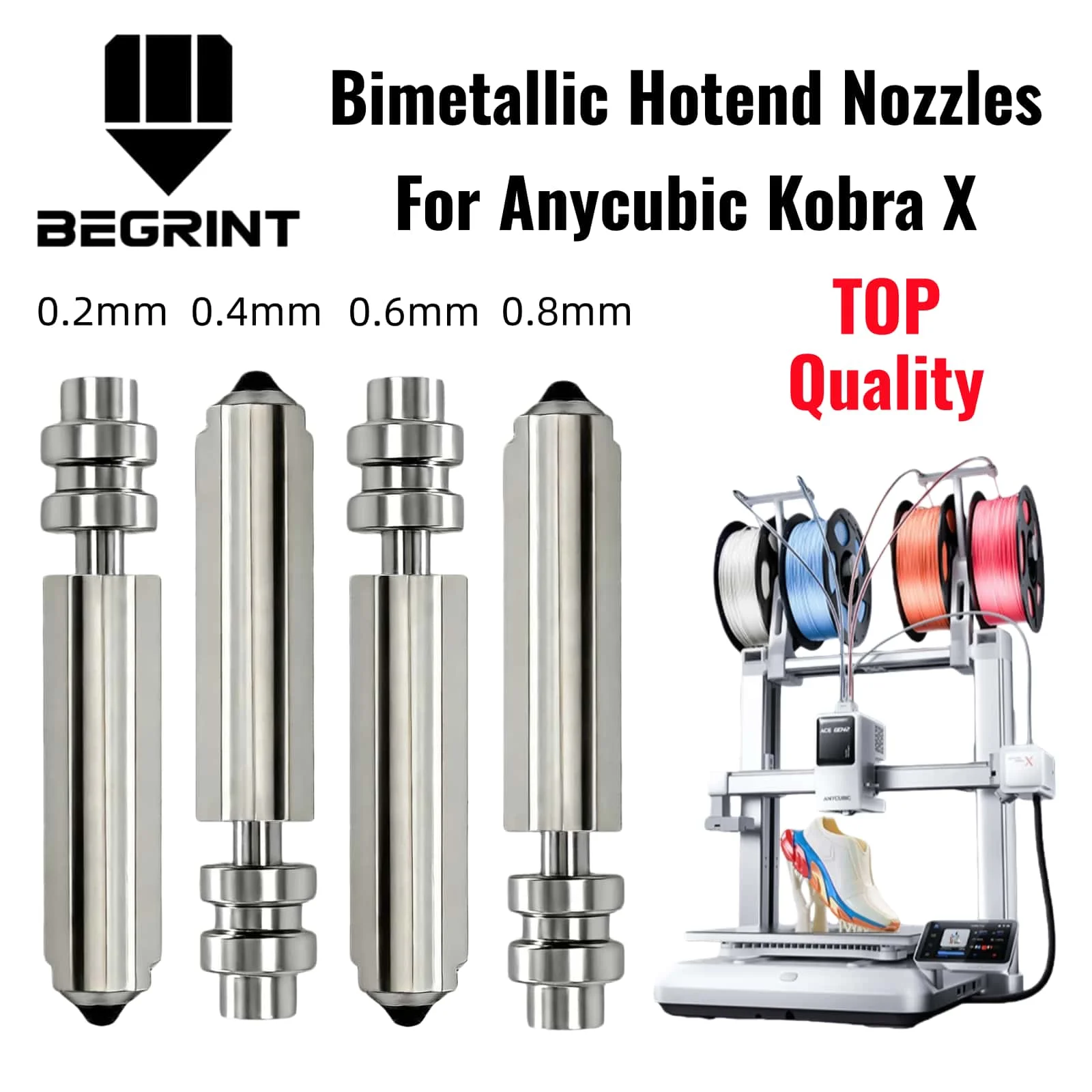 

For Anycubic Kobra X Combo Bimetallic Nozzles Quick Swap Hotend Nozzle Hardened Steel 0.2/0.4/0.6/0.8mm Kobra X 3D Printer Parts