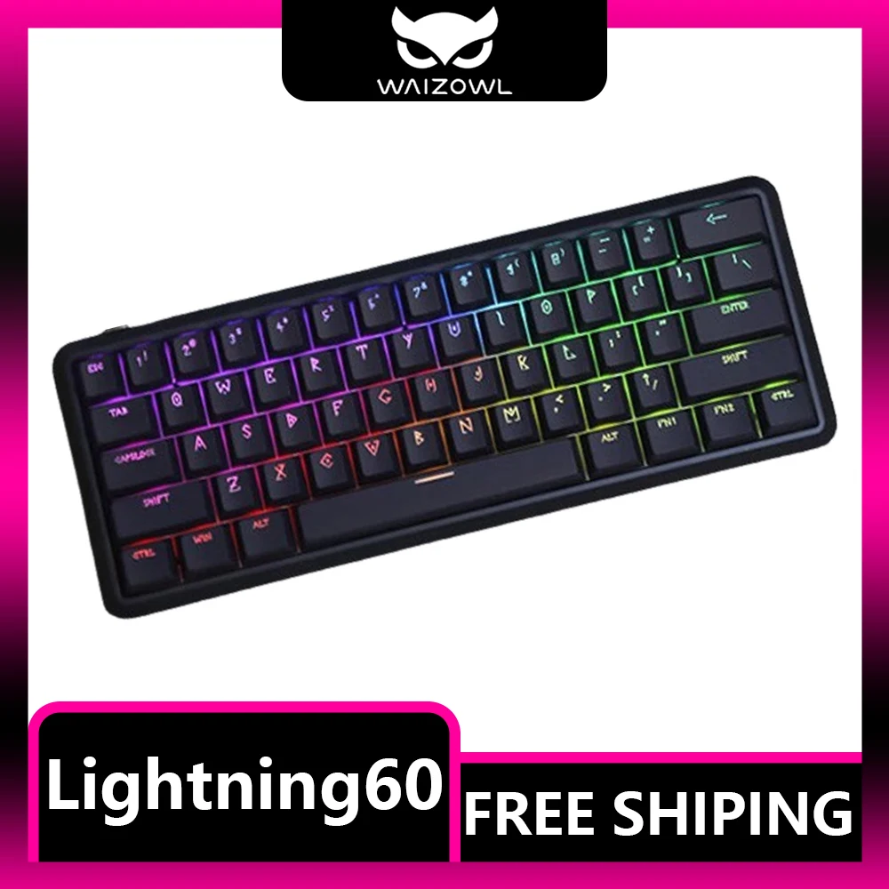 

WAIZOWL Lightning60 Mechanical Keyboard Hot-Swap Wired Customized Keyboard Gasket RGB FPS RTS Pc Accessories Gamer Office Gifts