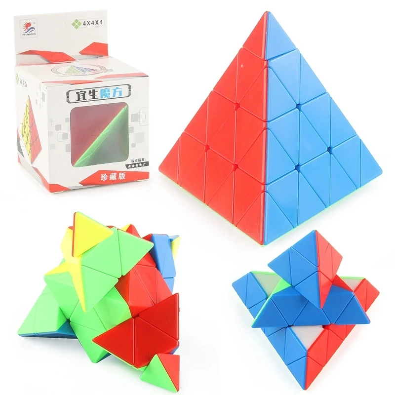 YiSheng 4x4 3x3 Pyramid Magic Cube Speed Puzzle Children's Fidget Toys Cubo Magico Educational Toys 3x3 4x4 Pyramid Cube