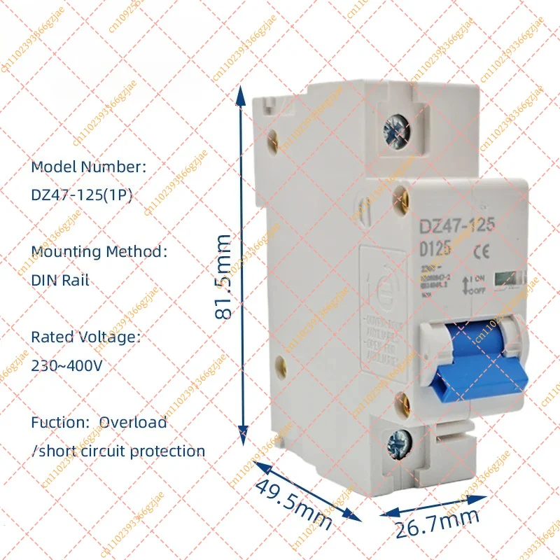 DZ47-125 C45 Mini Circuit Breaker 1P 80A 100A 125A 230V AC Single Pole ON-OFF Disconnect Switch, Replacement Part