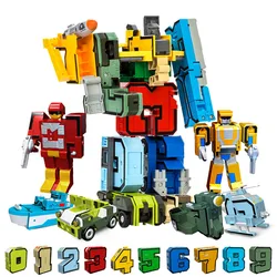 Assemble Number Action Figures Transforming Deformation Alphabet Letter Robot Car Transformation Model Toys Kids Christmas Gift