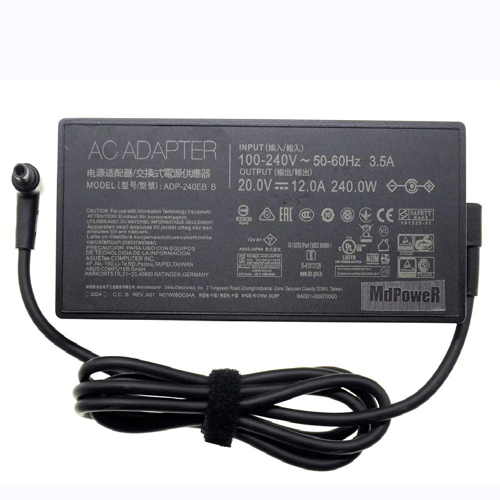  ADP-240EB B 20V 12A 240W Adapter for ASUS ROG GX550LXS GX551QM G513QM G533QS G713QR G733QS UX582 6.0x3.7mm Charger G15