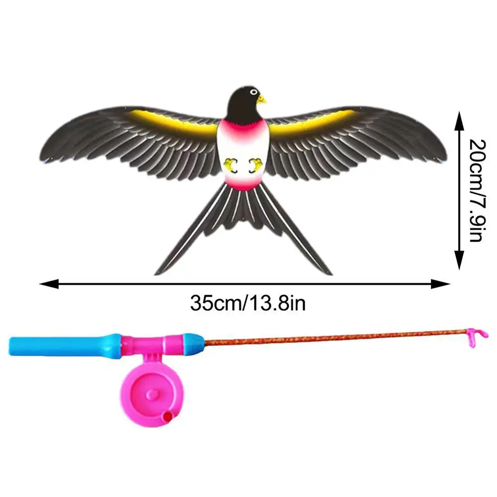 Aquilone dell'aquila dei cartoni animati per bambini Mini canna da pesca pieghevole in plastica con freno a mano Giocattolo da esterno con farfalle per divertimento