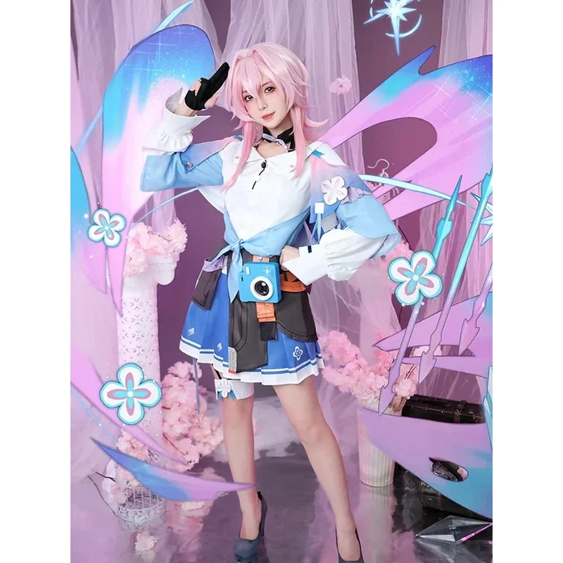 

March 7th Cosplay Costume Game Honkai Star Rail Cute Blue Women Dress Halloween Carnival Party Sailor Uniform jd;2