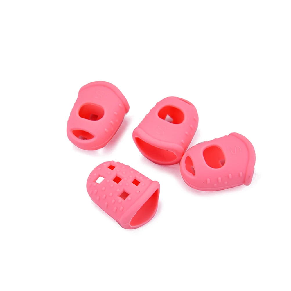 

4 Pcs Finger Cots Guitar Pink Fingertip Protectors Caps Silicone Thumb Guards Non-slip