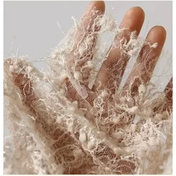 Luxury Sparkling Sequin Little Snowball Silk 3D Hollow Embroidered Fabric Fashion Creative Designer Fabric