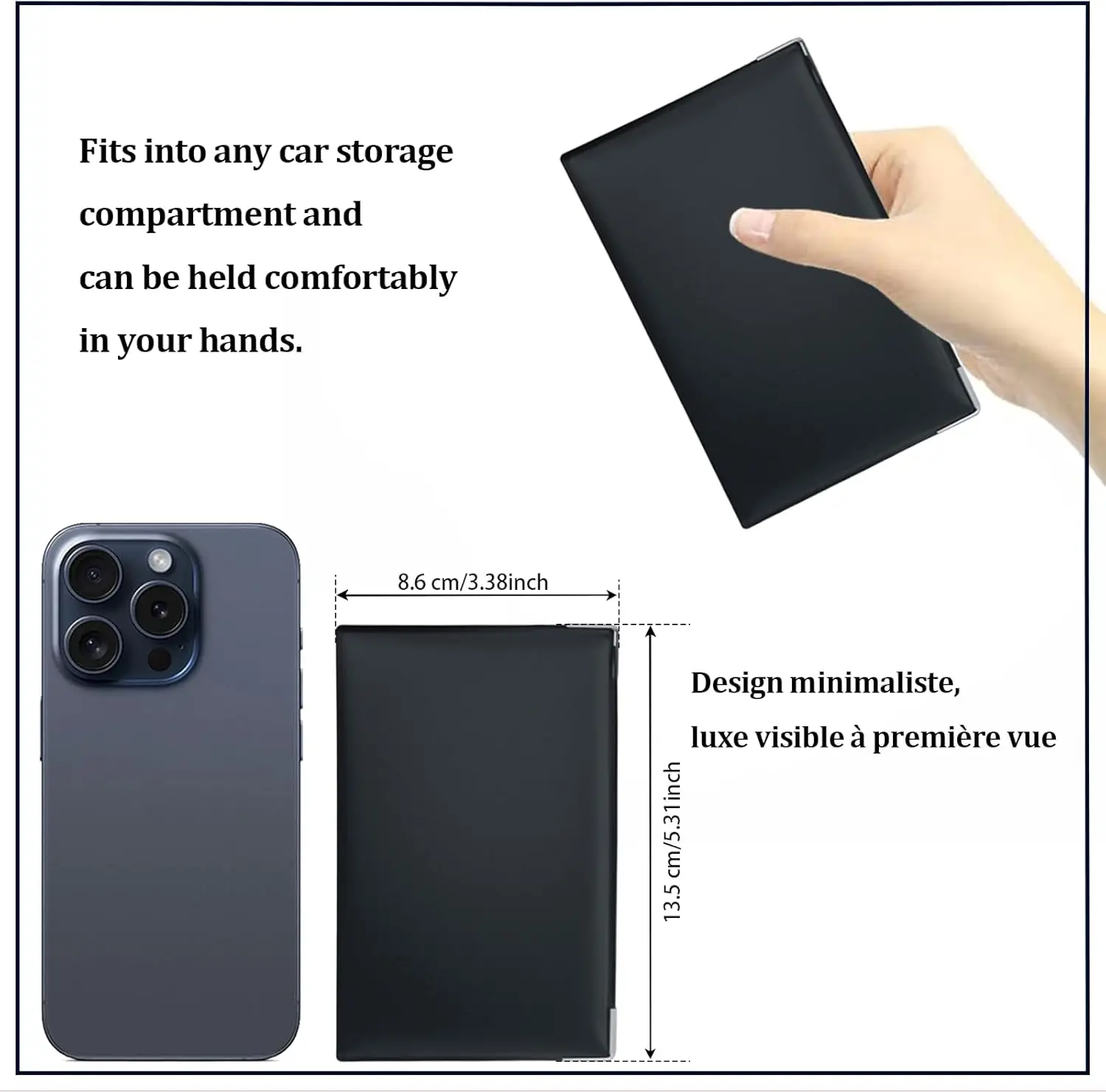 3 Pcs Grey Card Case with 4 Compartments – Soft Touch PVC Rubber Protects Car & Motorcycle Registration Certificate