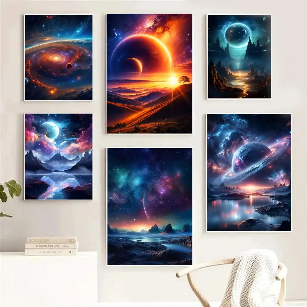 بين النجوم Dreamscape اللوحة الخط HD طباعة مجانية جدارية الفن صور لغرفة المعيشة ديكور جدران المنزل قماش المشارك