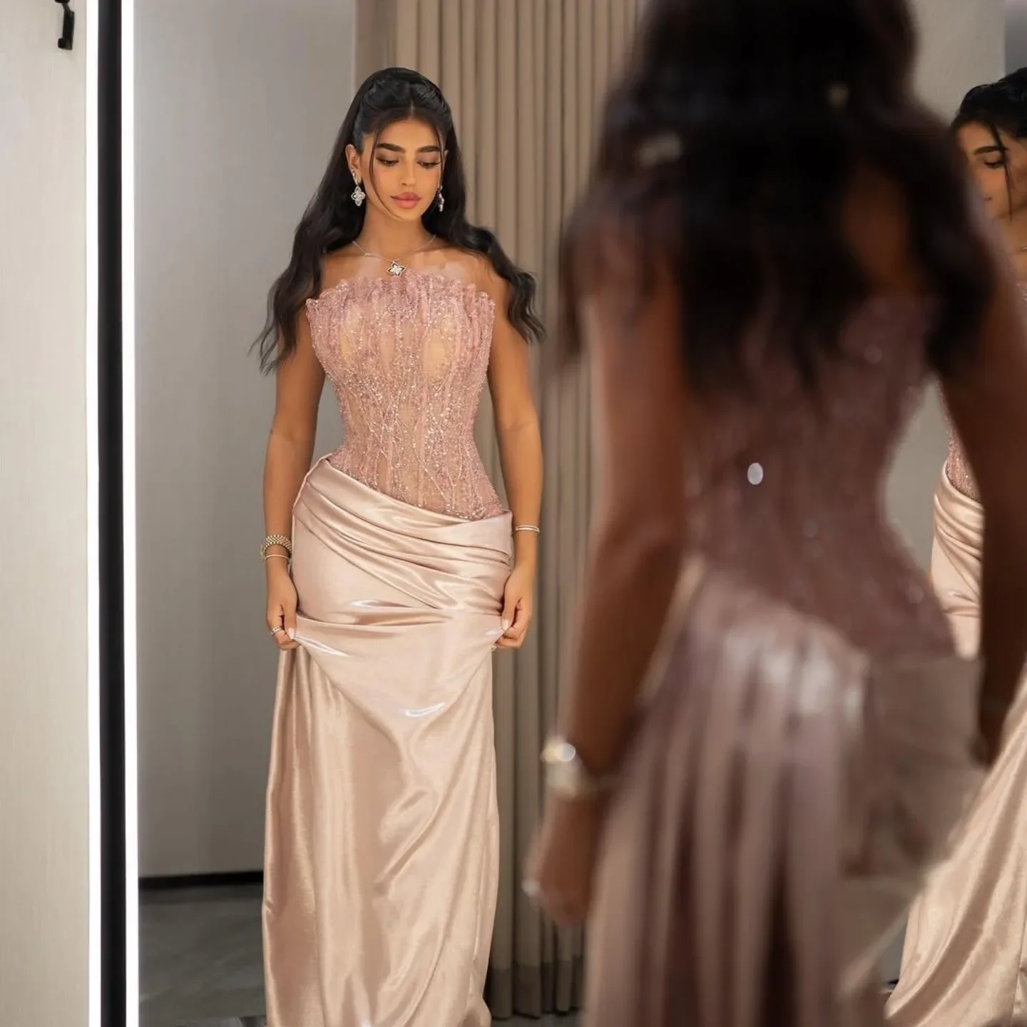 Evening Luxury Party Dresses Dubai Vintage Pink Sexy Formal Occasion Prom Gowns فساتين شارون سعيد سهره