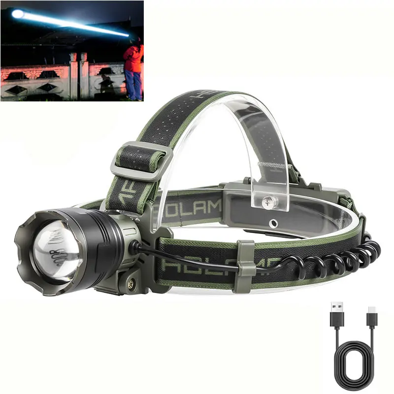 

100000 LM Super Bright LED Head Light Zoom Rechargeable Headlamp Waterproof 90° Adjustable for Outdoor Camping Running Cycling