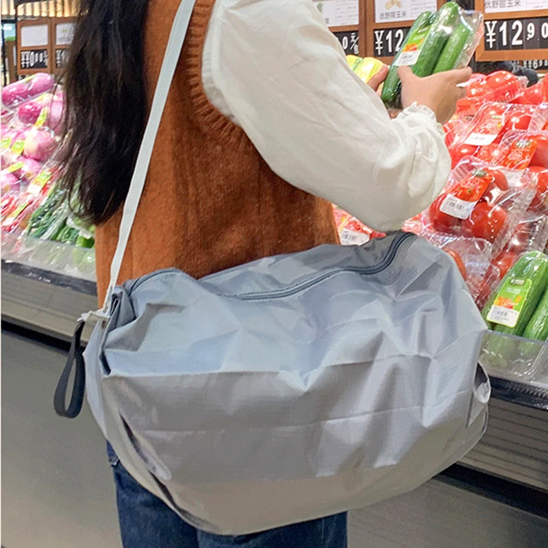 Bolsa de compras reutilizable de tela Oxford, bolso de compras portátil de estilo japonés, de gran capacidad, plegable, impermeable, para supermercado