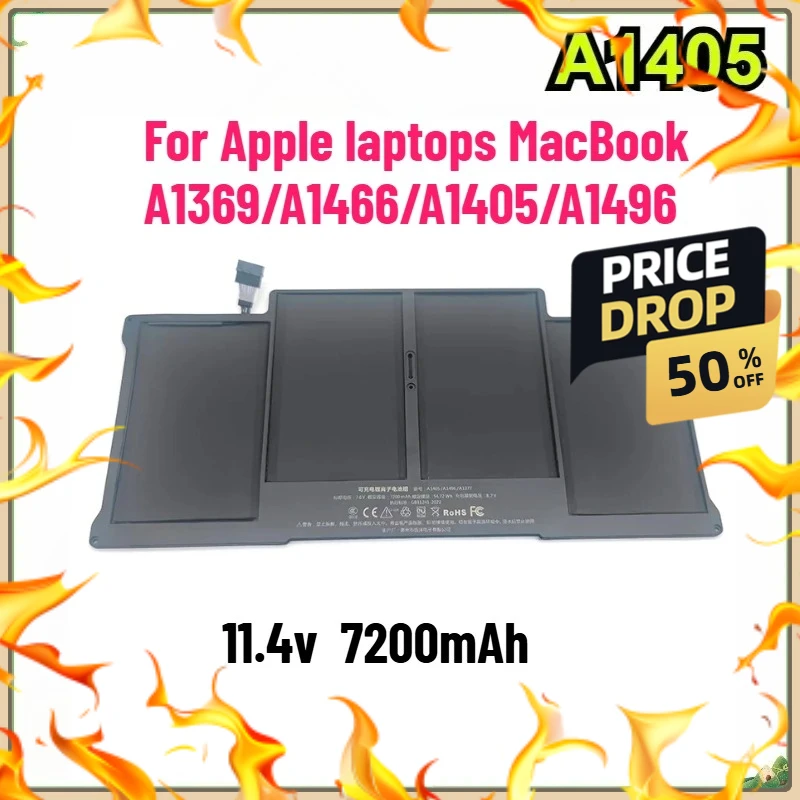 

New 7200mah Laptop Battery A1405 Is Compatible with MacBook Air 13 "A1369 A1496/A1377