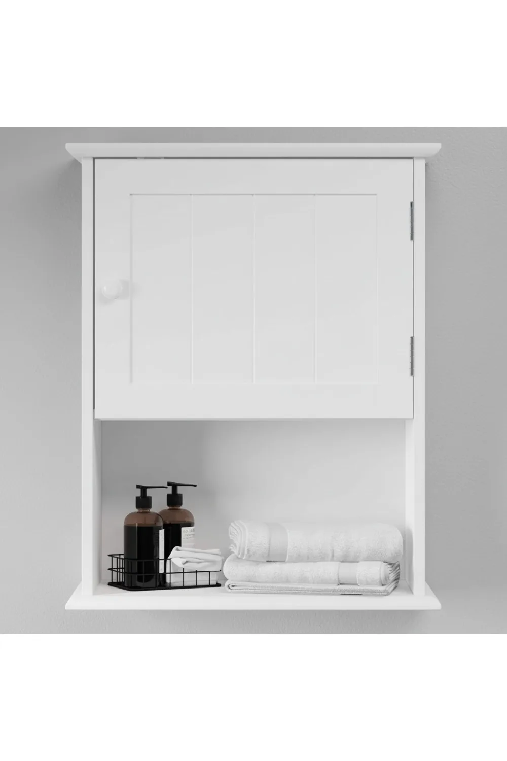 

Настенный шкаф для хранения с открытой полкой — органайзер для кухни, прачечной и ванной комнаты для небольших помещений (белый)