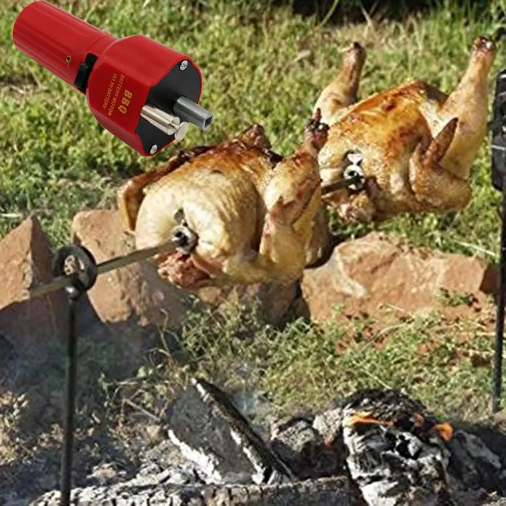 Barbecue Rotisserie Motor USB Powered Grill BBQ Tool Set Red Aluminum Heat Insulation for Portable Barbecue
