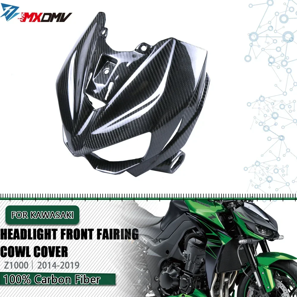 100% Carbon Fiber Front Headlight Headlamp Fairing Cover For Kawasaki Z1000 2014 -2017 Motorcycle Head Light Guard Fairing Kit