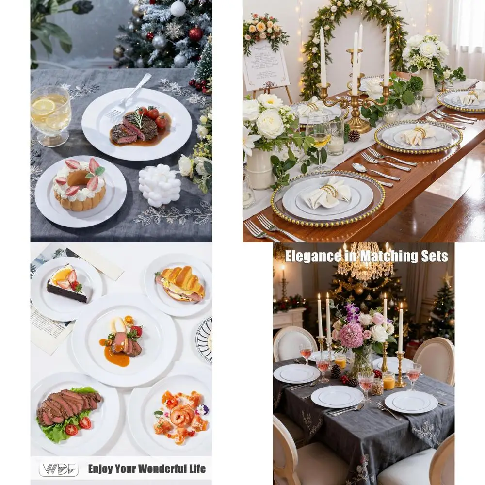

200 Pack White Heavy-Duty Disposable Plates - 100 Dinner & 100 Dessert Plates for Weddings, Parties, and Events