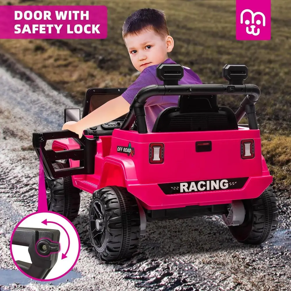 Voiture de camion électrique pour enfants 24V avec télécommande, moteurs doubles 55W, vitesse maximale de 4MPH, lecteur de musique Bluetooth, suspension à 4 roues