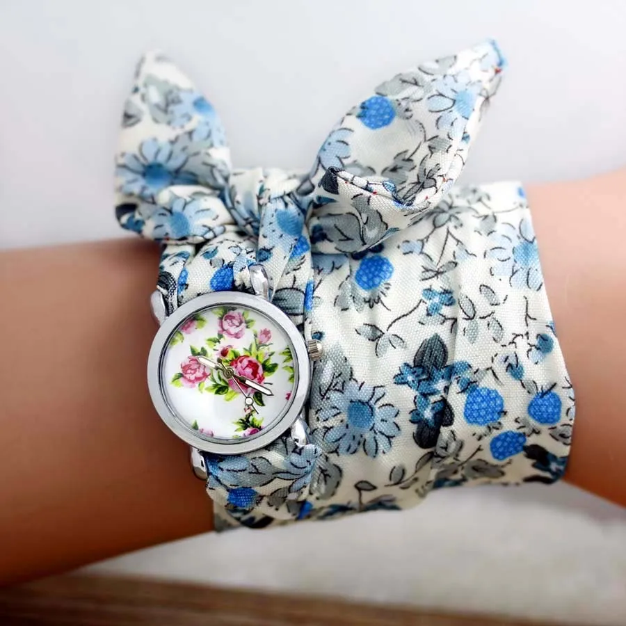 Shsby  New Design Ladies Flower Cloth Wristwatch Fashion Women Dress Watches High Quality Fabric Watch Sweet Girls Watch Gift