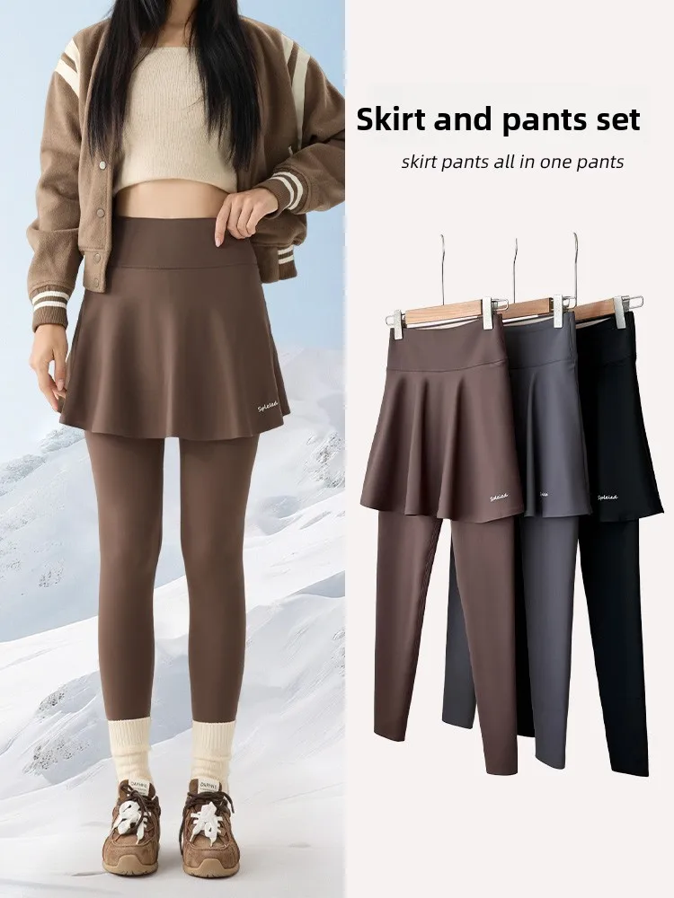 High Waist ark Skin Pants Yoga Sports Soft High Elastici Long Trousers Thiened Butt Lifting Casual Faion Women's Bot