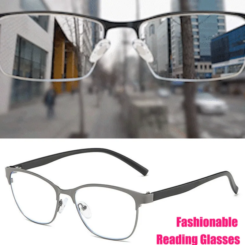 Metal comfortable reading glasses antiblue light retro glasses full frame reading glasses