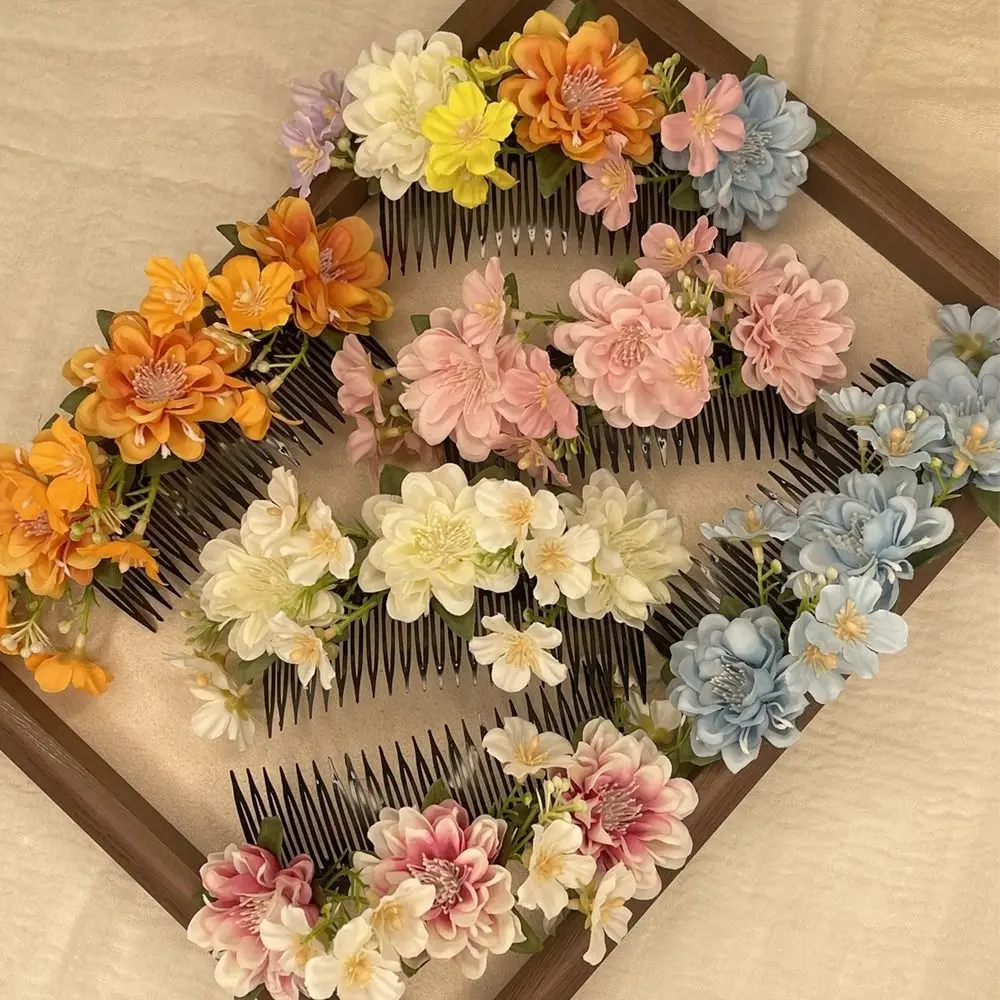 

Расческа для волос с цветком в стиле ретро, боковой зажим, тайская заколка с цветком, фиксированные расчески, заколки, свадебные аксессуары для невесты, студенческие аксессуары