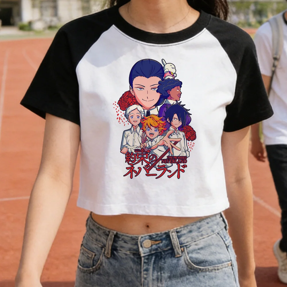 the Promised Neverland cropped top teen grunge summer harajuku japanese cutecore t shirt anime kawaii y2k cute alternative