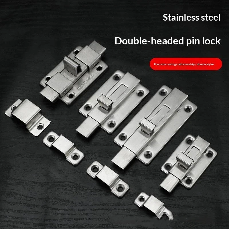 Self-Locking Security Bolt Latch - Stainless Steel Spring Loaded, Child-Safe for Cabinets & Furniture