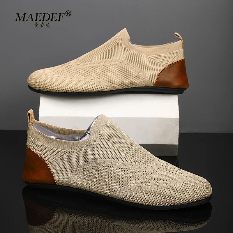 MAEDEF Men's Casual Shoes Light Loafers Black Indoor Breathable Walking Men Shoes Slip on Soft Comfortable Flat for Man Footwear